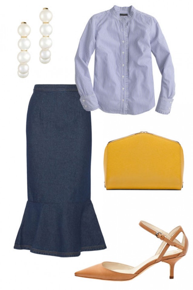 Rok denim untuk office look