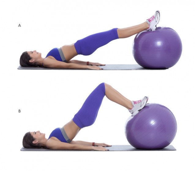Glute bridges dengan bola