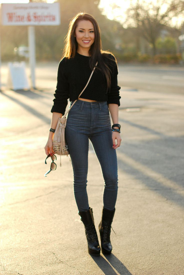 High waisted jeans