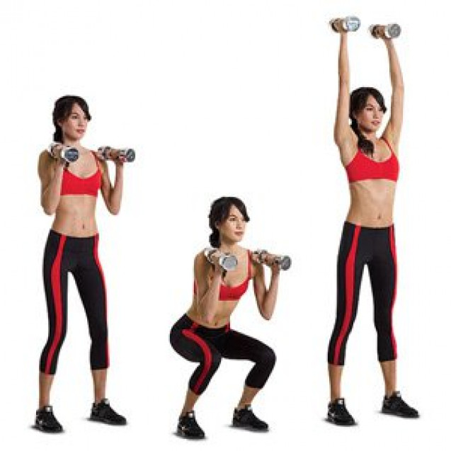 Dumbbell squat to press